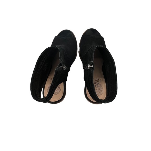 Vince Camuto Black Peep Toe Stacked Block Heels Size 7 1/2 Women’s - Picture 5 of 9